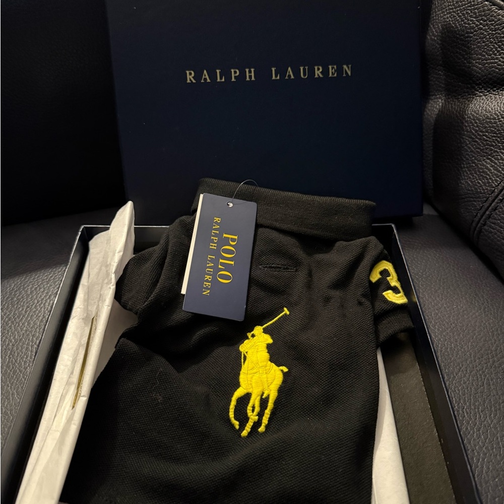 Ralph Lauren Black Polo with Yellow Embroidery
